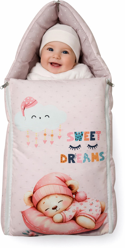 babyly Baby Carry Bed Cum Sleeping Bag for Newborn | 3 in 1 Portable Cotton Baby Bed (0–6 Months)Carry Nest Cotton Baby Bedding for New Born(Fabric, Soft Pink)
