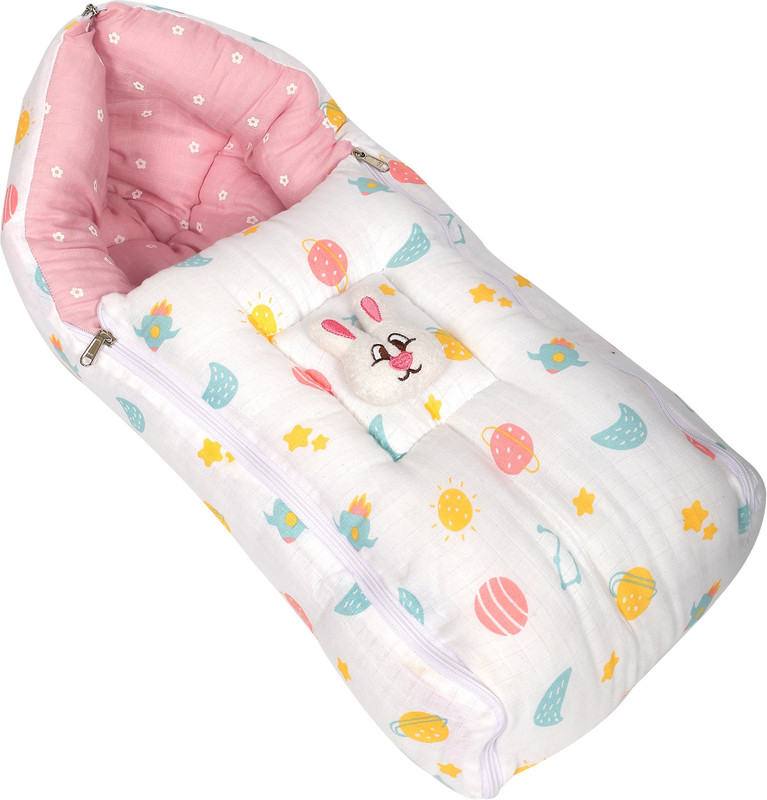 VoiDrop 100% Muslin Baby Sleeping Bag 3in1 Comfortable For Baby Carry Bag 0-6 Month Sleeping Bag(Pink)