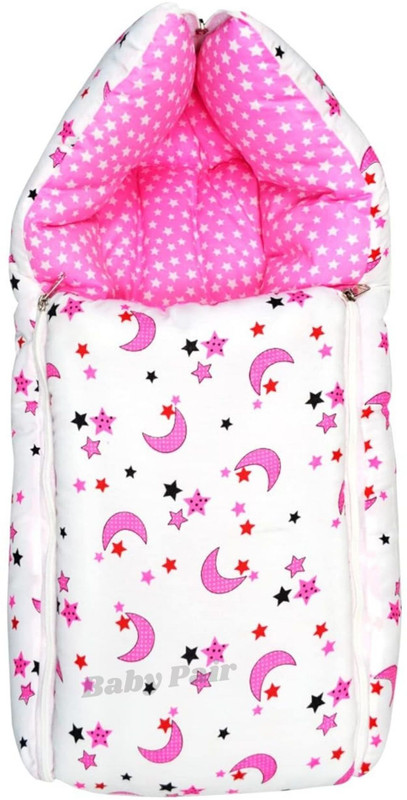 Baby Pair Unisex Baby Sleeping Bag, Bed & Carry Nest Combo – 3-in-1 Cotton Comfort Sleeping Bag(Pink)