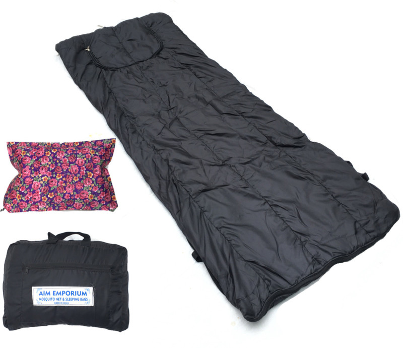 Aim Emporium Air Pillow 10 C TO 20 C For Winter (Travelling Hiking) Rectangular Sleeping Bag(Black)
