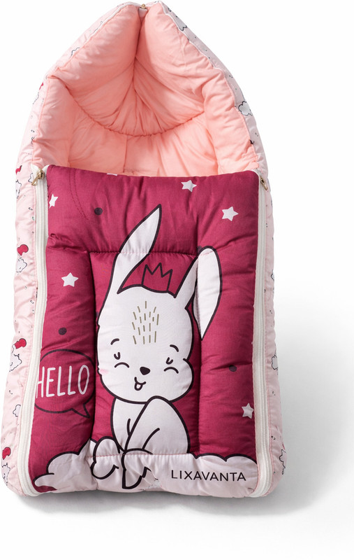 LIXAVANTA Baby Sleeping Bag Bunny Print Soft Cushioned Wrapper with Zipper (Pink) Sleeping Bag(Blue)