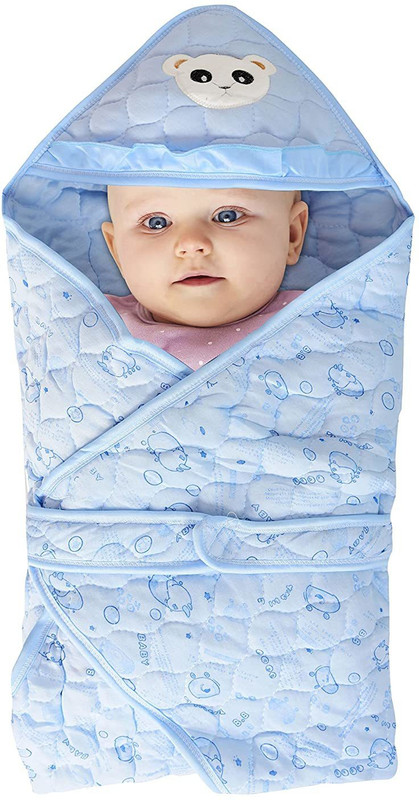 En ligne Baby Wrapper Quilted Baby Bedding Hoodie Receiving Wrapper Cotton Filled Fiber Sleeping Bag