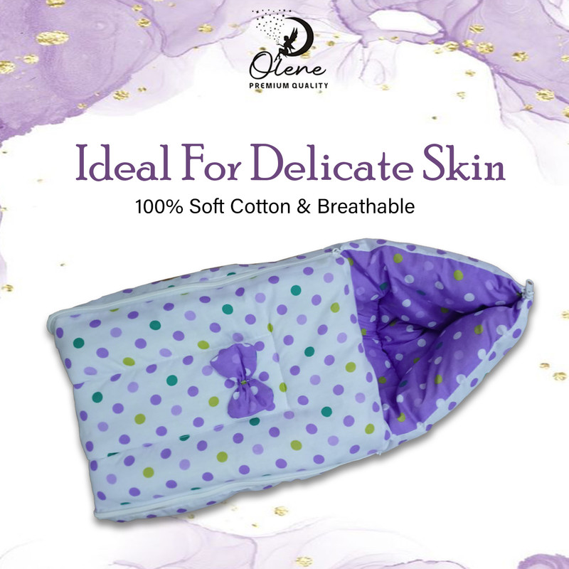 OLENE Dots Printed Baby Super soft Sleeping Bag 3in1 Cotton For New Born 6 Month Carry Sleeping Bag(Purple)