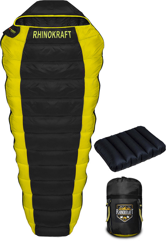 RHINOKraft Bigoty Yellow Camping, Travelling, Light Weight with Pillow Sleeping Bag(Yellow)