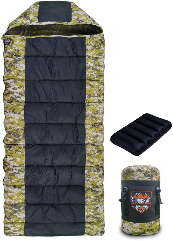 RHINOKraft -10 Degree |Soft Fur Lining |Soft and Warm Adventure Sleeping Bag(Black)