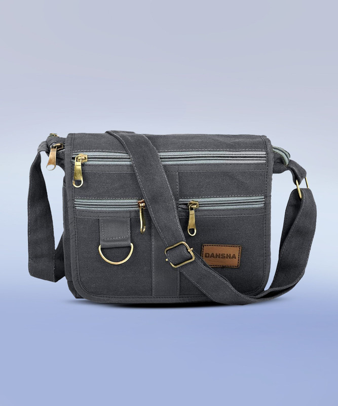 DAHSHA Grey Sling Bag Small Cotton Sling Body Travel Messenger one side Shoulder Bag