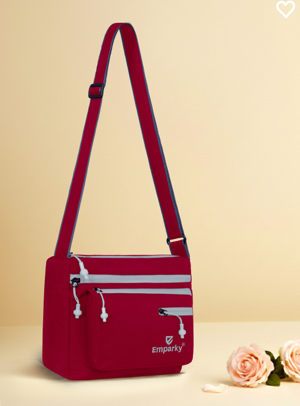 Emparky Red Sling Bag Women Crossbody Lightweight Sling Bag with Multi Pockets Stylish Travel & Casual