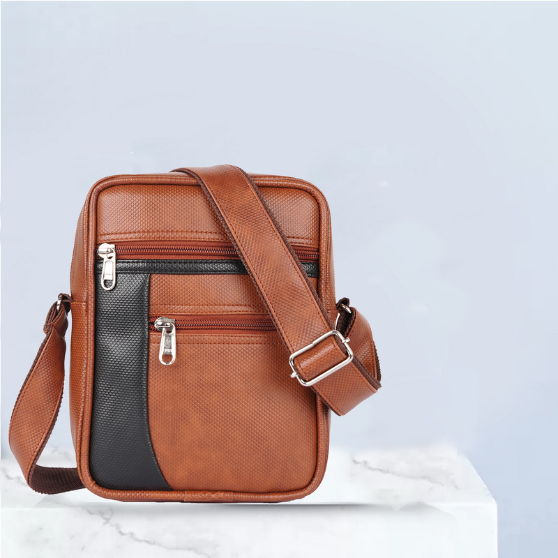 ICHIEF Brown Sling Bag Mini 9 inch Side Sling bag for Men & Women