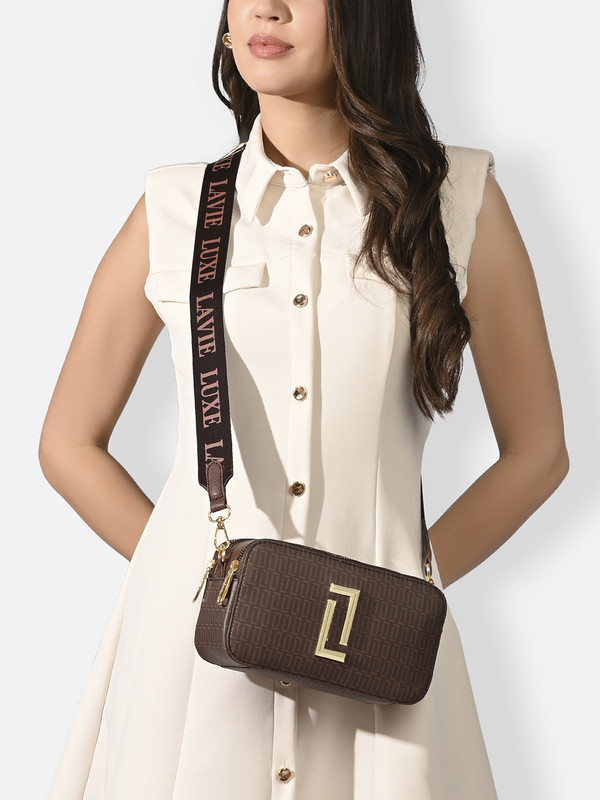 Lavie Luxe Brown Sling Bag Mono Fenny