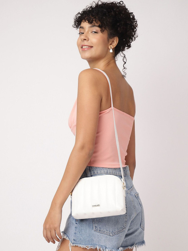 Fastrack White Sling Bag Quilted