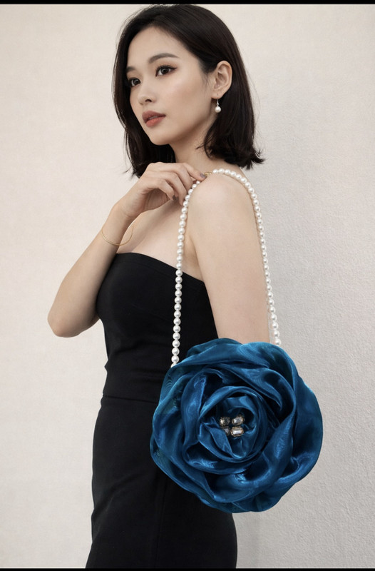 K FASHION MALL Ruffle blue Potli