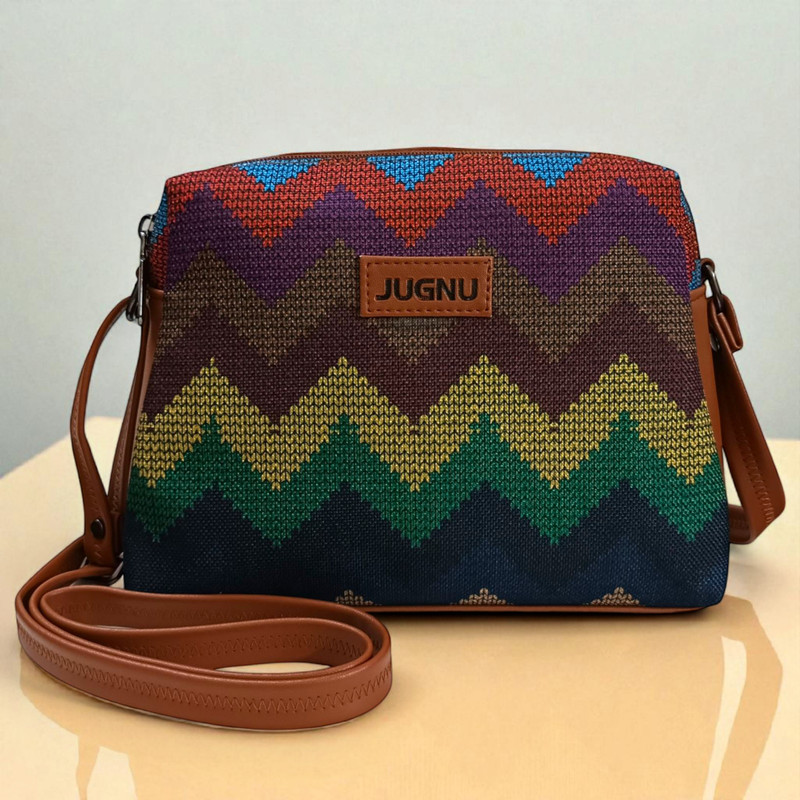 Jugnu Purple Sling Bag Attractive printed design with vibrant colors_ purple