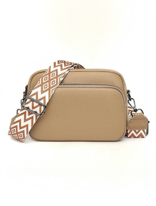 accomade White Sling Bag Small Crossbody Bag with Wide Guitar Strap with back & front Zipper Pocket