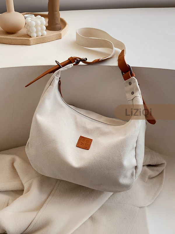 LIZIQI Tan Sling Bag Trendy Canvas Hand White