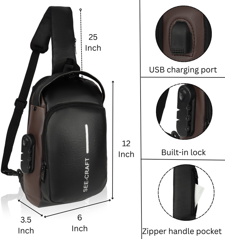 Bellveen 10L sling bag for girls & boys for daily use 10 L Backpack(Black, Brown)