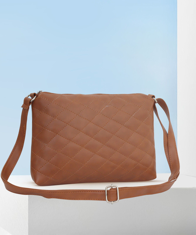 Leather Land Tan Sling Bag Italian Barfi sling in Tan