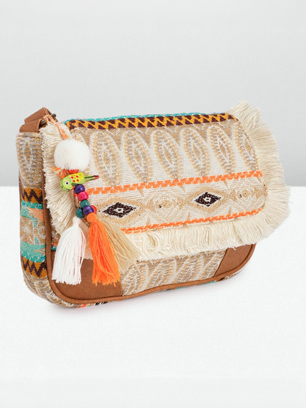 ANOUK Beige Sling Bag Handbag