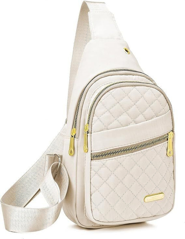 Quakzapp White Sling Bag Crossbody Sling Backpack for Women/Men, Chest Bag for Travel Sport Runing Hiking