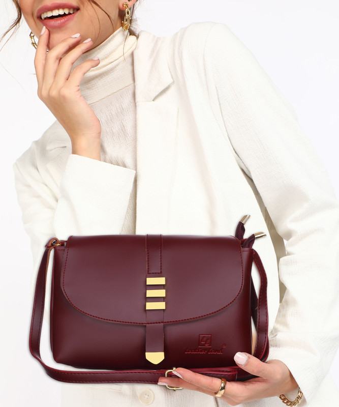 Leather Land Red, Maroon Sling Bag Gorgeous TRISHUL Sling in Burgendy Maroon