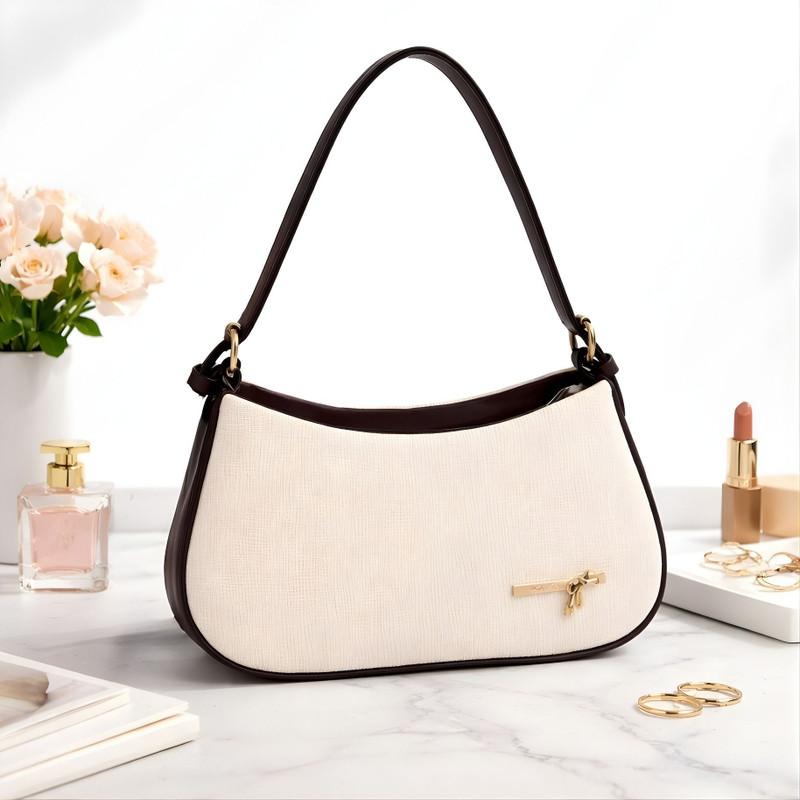 Aadil Khan White Shoulder Bag Women Classic Shoulder Handbag with Zip Closure Premium PU Leather Stylish