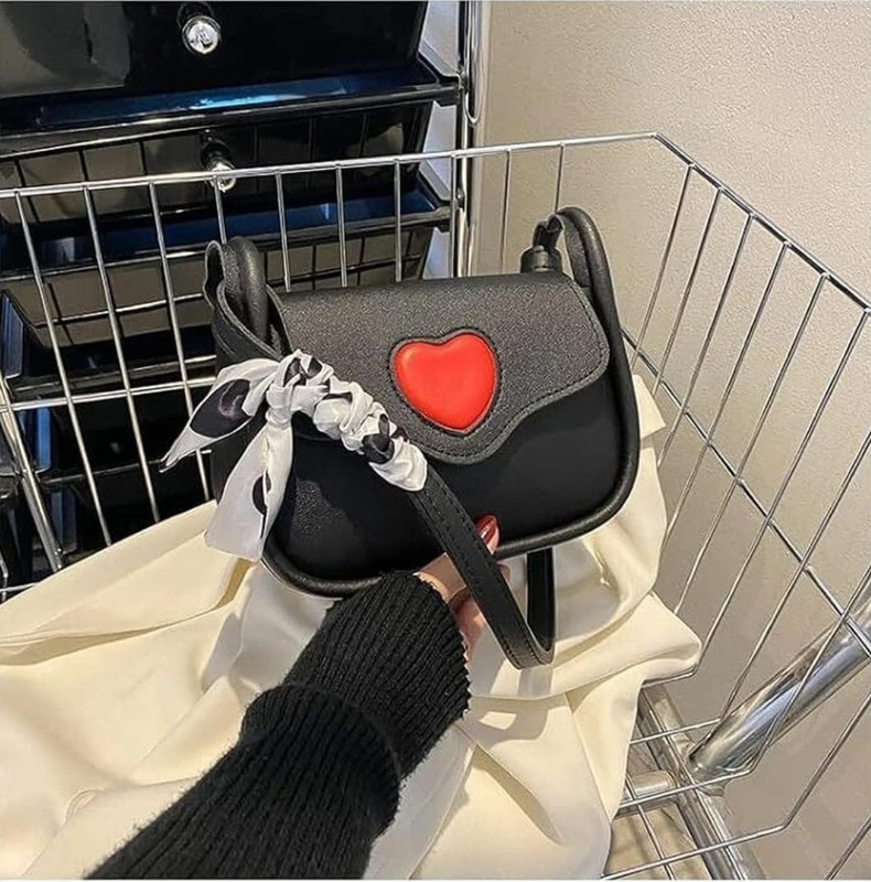 HaveGlam Black Sling Bag Korean Style Heart Sling Bags