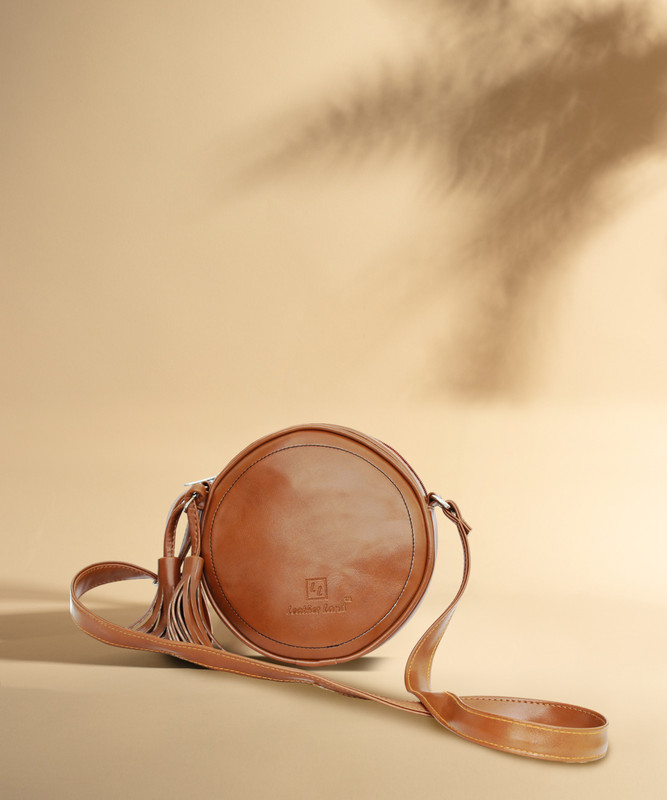 Leather Land Tan Sling Bag IMPORTED FRENCH ROUND IN TAN