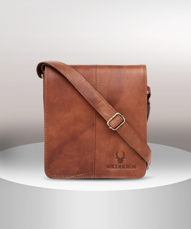 WILDHORN Brown Sling Bag New Hi-Quality 100% Genuine Leather Sling Messenger Bag