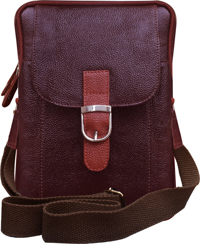 ABYS Genuine Leather Waist Pouch Waist Bag Vertical Sling Bag For Men Waist Pouch(Maroon)