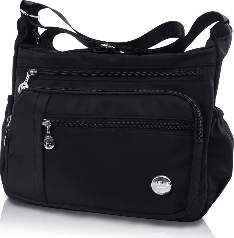 ELEPHANTBOAT Black Shoulder Bag Women Shoulder Bag Crossbody Bag Nylon Waterproof Bag Multi-pocket Women