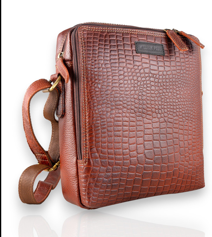 WILLIAM PAUL Maroon Sling Bag GENUINE LEATHER MENS SLING BAG MEDIUM SIZED