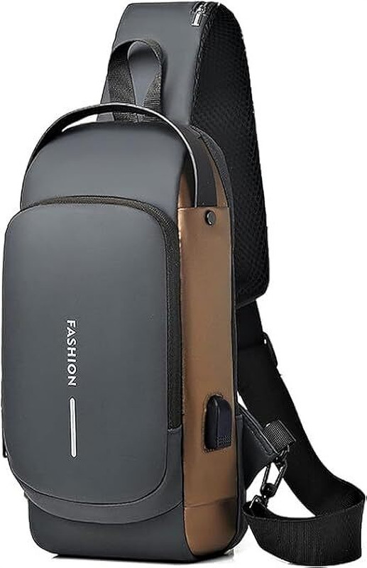 Auslese Grey, Gold Sling Bag Sling Backpack Shoulder Crossbody Chest Bag for men women