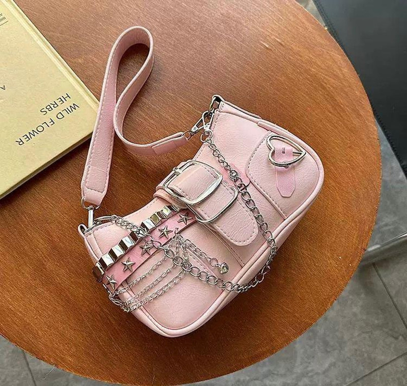 karan enterprises Pink Shoulder Bag * Y2K Heart decor Pink shoulder/ handbag for women with two detachable strap.