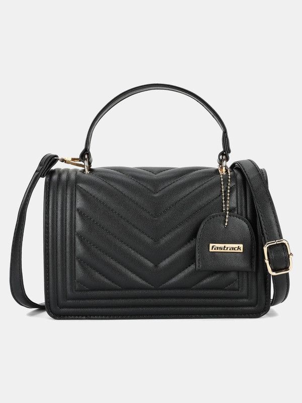 Fastrack Black Sling Bag Quilted