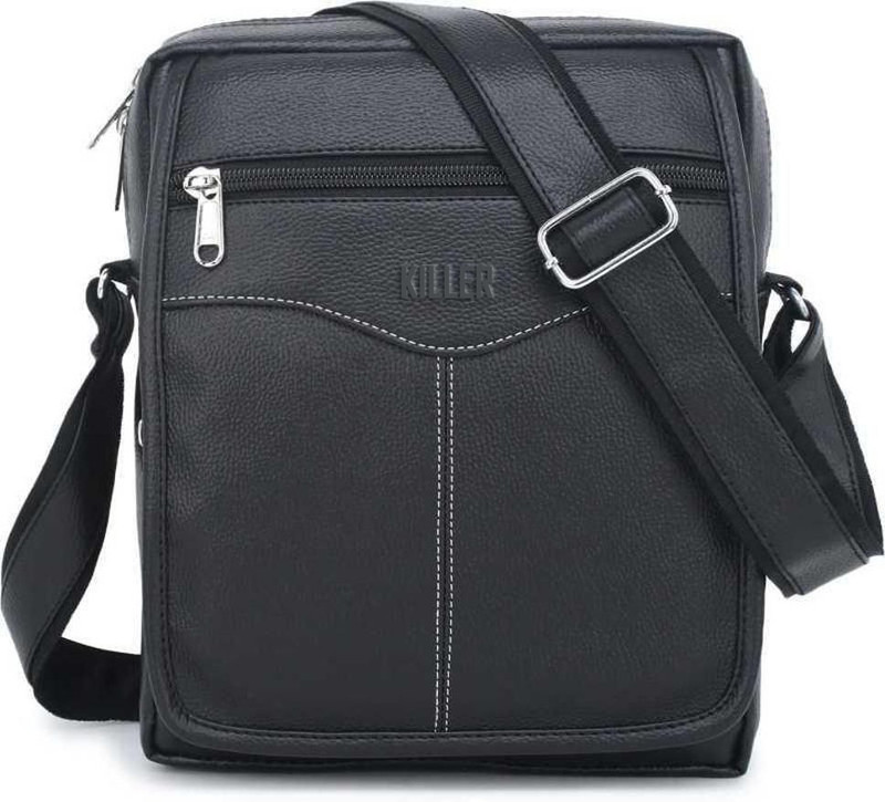 KILLER Black Sling Bag PU Leather Men's Sling Bag, Cross Body Bag, Side Bag