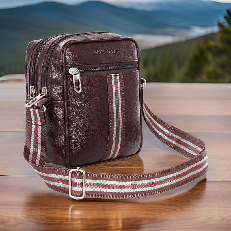 MSY STYLE Brown Sling Bag Large Stylish Shoulder Cross Body Office Business Messenger Bag Water Resistant