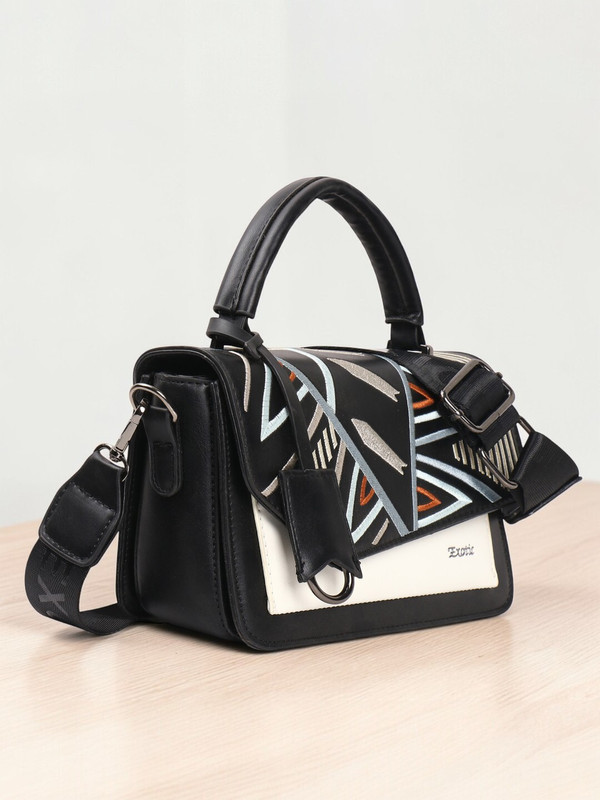 Exotic Beige Sling Bag Embroidery Design Saddle Boxy Shoulder Bag