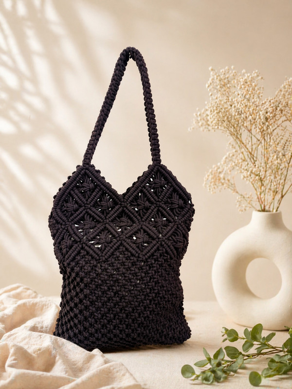 SLSC Brown Tote Crochet Shoulder Tote Bag