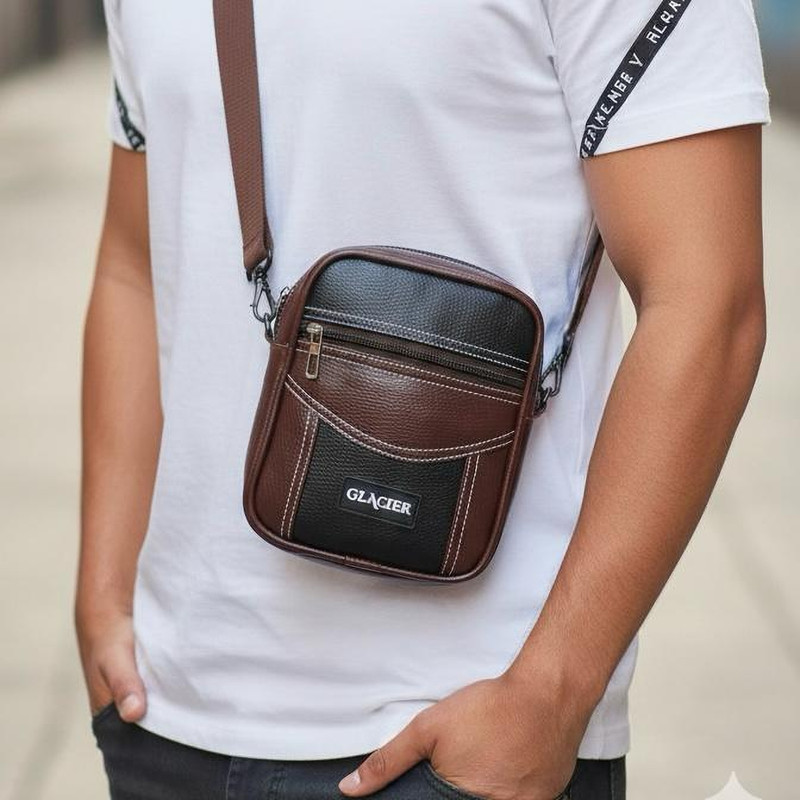 Glacier Black Sling Bag Crossbody sling bag, Slim Vegan Leather Sling Bag, Passport, Office, Travel Bag