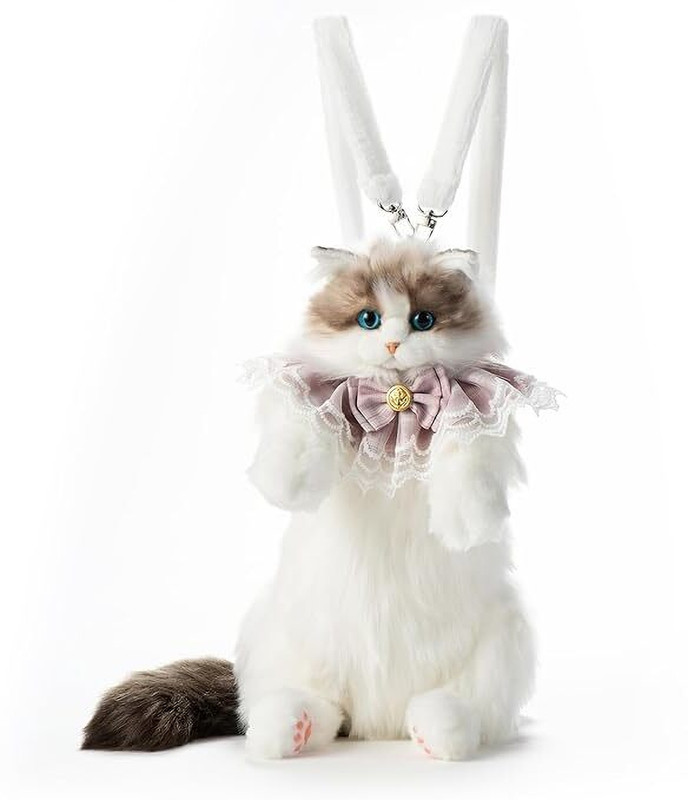 kankimart Cute Fluffy Cat Plush Shoulder Bag with Bunny Ear Handles Multi Pet Crate(Suitable For Cat)