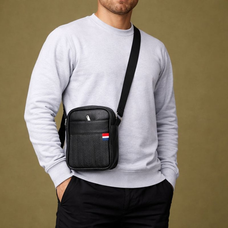skynext Brown Shoulder Bag Leather Crossbody Carry Bag for Boy | Office Travel Sling Bag for Daily Use
