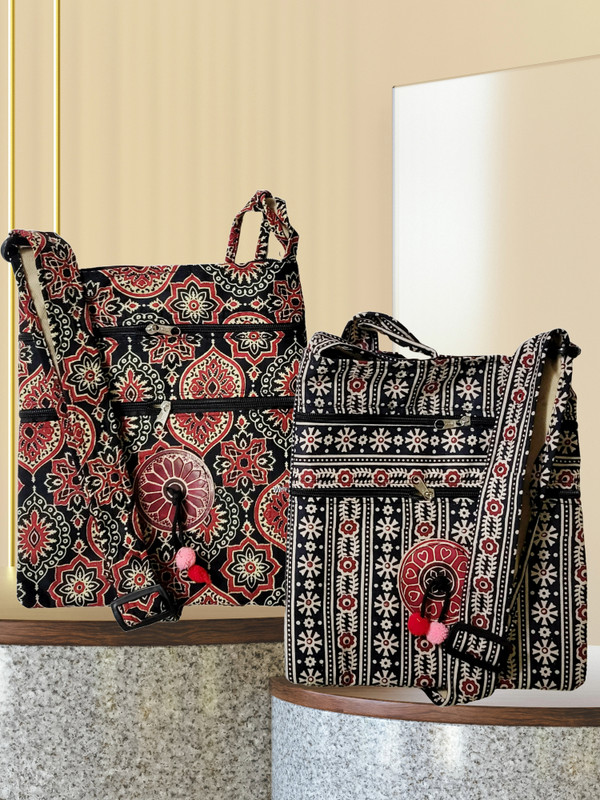 CLASSIQUE Multicolor Sling Bag Santiniketan Cotton Printed Combo Sling Bags(Pack of 2)