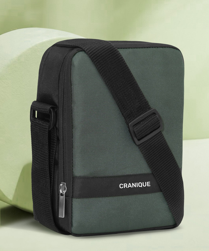 Cranique Grey Sling Bag 9 Inch Sling Bag for Men | Crossbody Bag for Travel with 6 Pockets (QSB1-GREY)