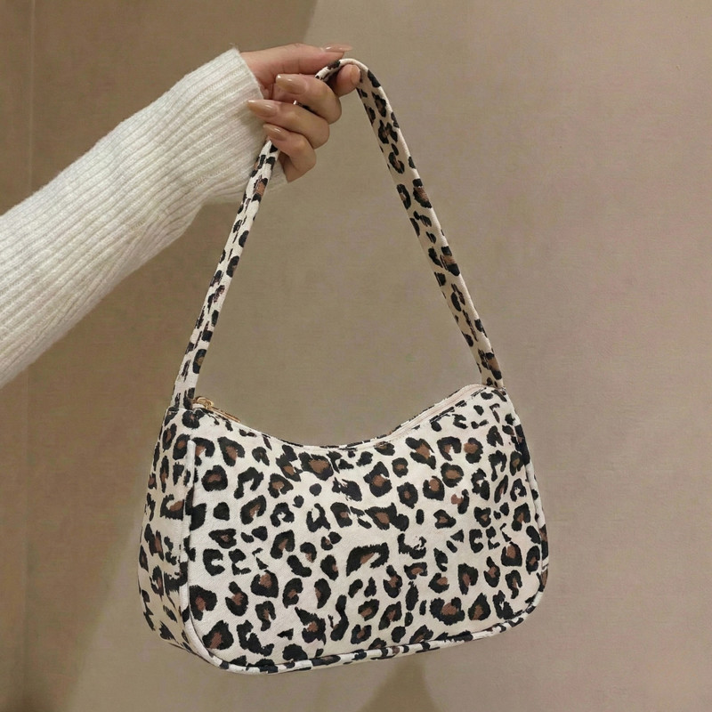 KRAPTICK White Shoulder Bag Y2K Aesthetic Bag Trendy Leopard Print Baguette Handbag Underarm Purse - 66% off at DetectaDeal