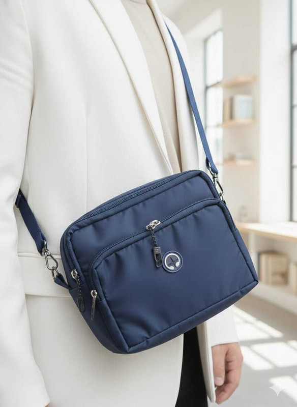 ramyakollection Blue Sling Bag Sling Bag for Men Women | Lightweight Nylon Multipocket Shoulder Bag for Travel