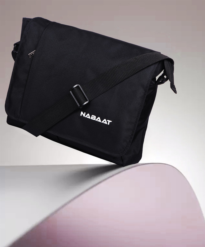 Nabaat Black Sling Bag Side Sling Cross Body Bag, Messenger Office College Satchel Bag, Casual Work Bag