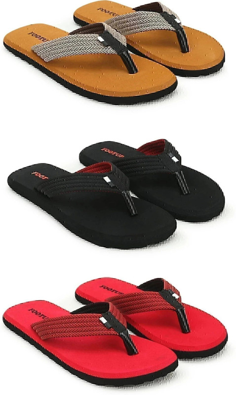 FOOT UP Men Footup 3 Pair Comfortable|Ultra-Light|Stylish and Trendy|Flip Flops for Men Slippers(Multicolor , 7)