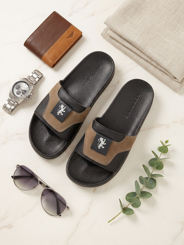 RED TAPE Men Slides(Black , 8)
