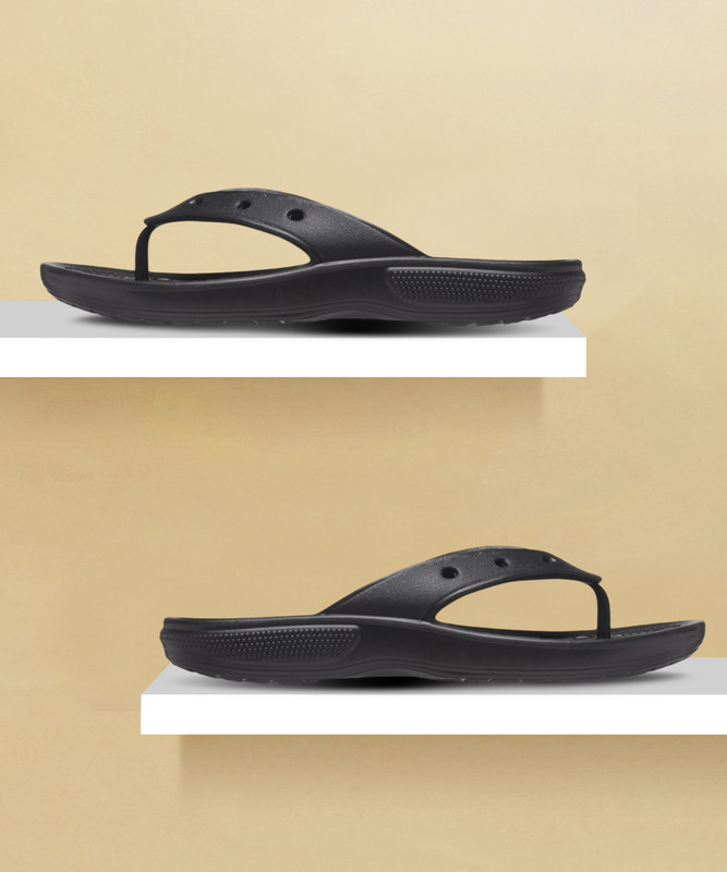 CROCS Unisex Classic Flip Flops(Black , 9 UK/India)