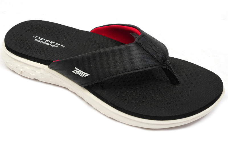 ZIPPERS Men Flip Flops(Black , 10)