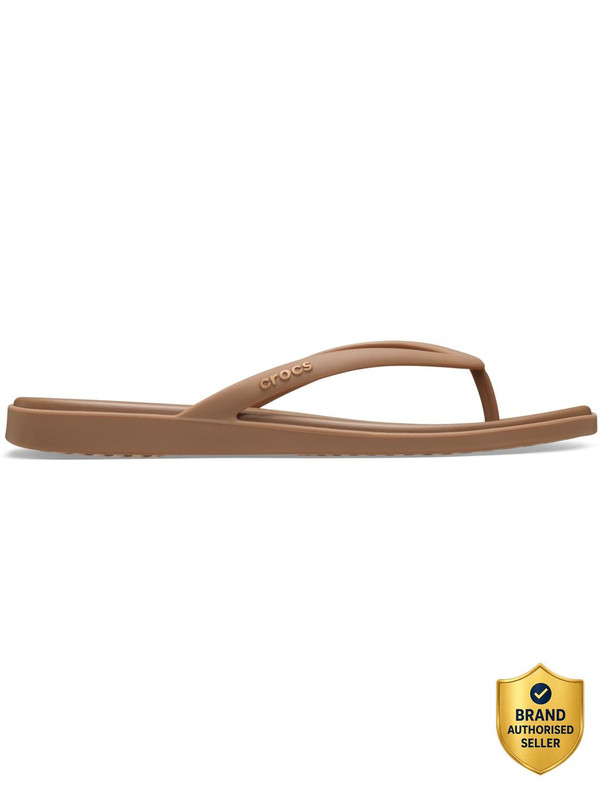 CROCS Women Flip Flops(Brown , 8)